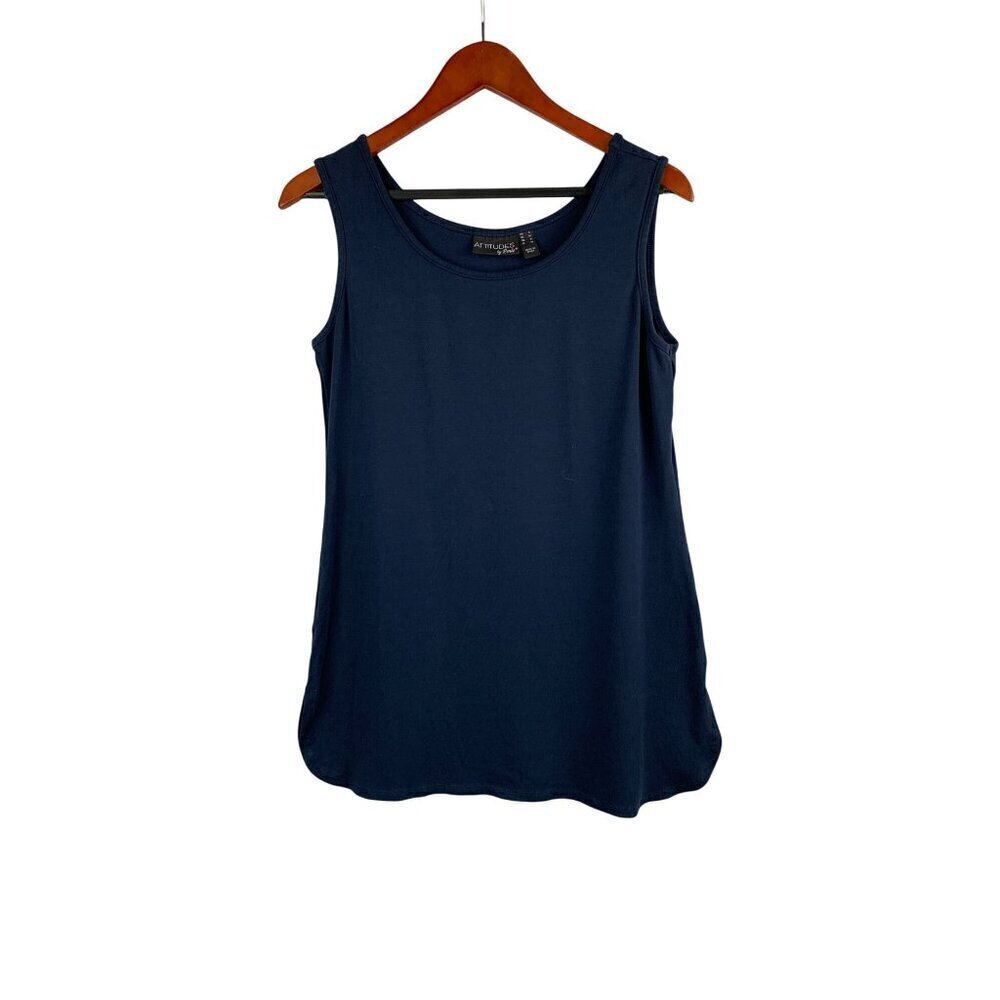 Attitudes By Renée Womens Navy Sleeveless Tank Top S